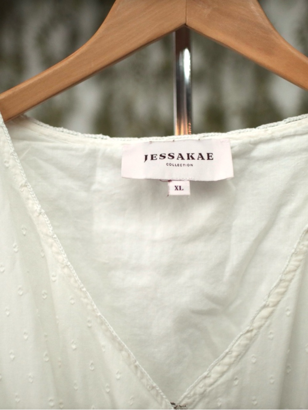 JessaKae XL Cotton White Faux Wrap Midi Dress with Elastic & Tie Waist - Picture 2 of 9